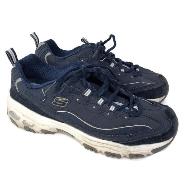 skechers blue tennis shoes